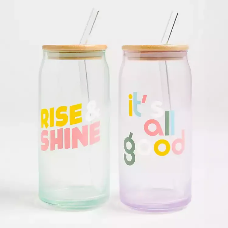 Kirklands Home Colorful Glass Can Tumblers, Set of 2 Hot