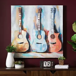 Kirklands Home Colorful Guitars Canvas Art Print Multi New