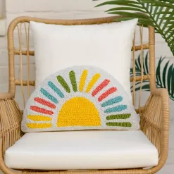 Kirklands Home Colorful Half-Sun Shaped Outdoor Pillow New