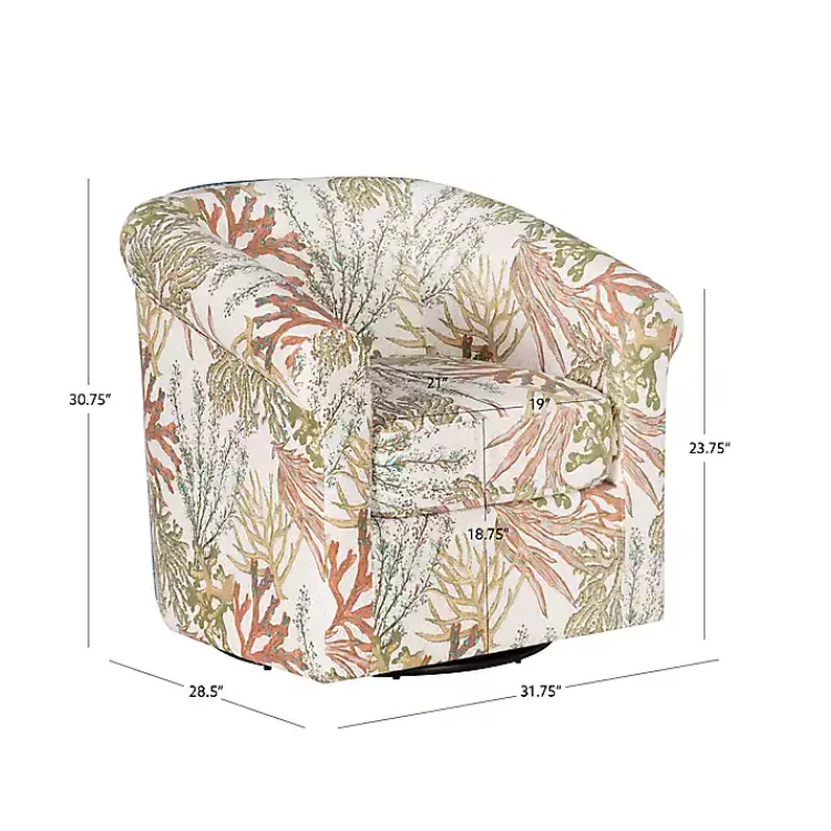 Kirklands Home Colorful Ocean Bonnie Swivel Accent Chair Green