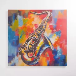 Kirklands Home Colorful Saxophone Canvas Art Print Multi New