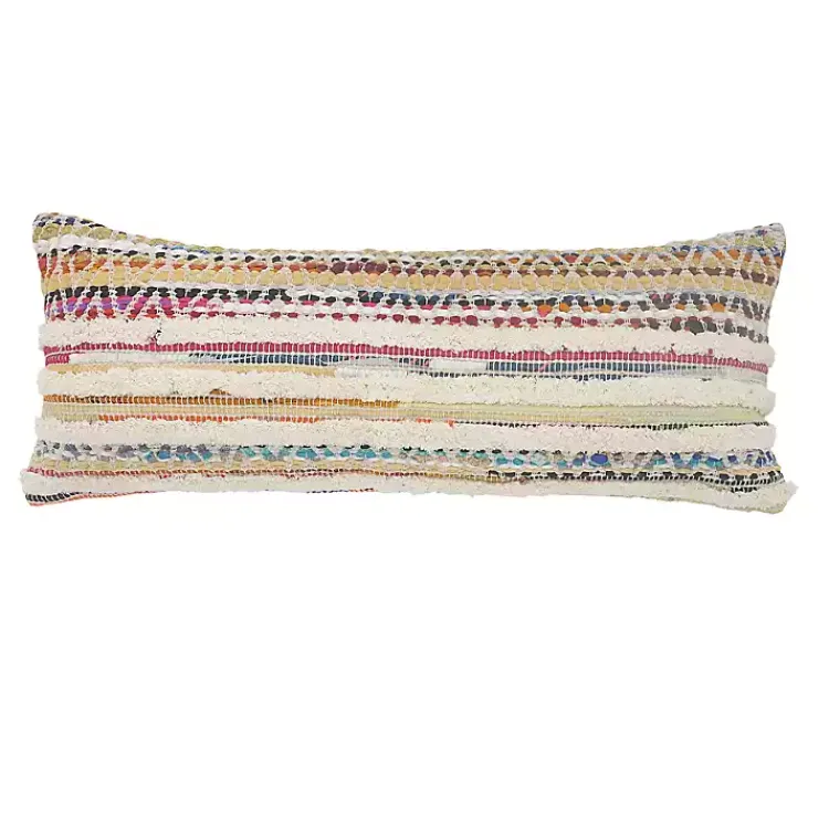 Pillows>Kirklands Home Colorful Stripes Textured Handwoven Lumbar Pillow Multi
