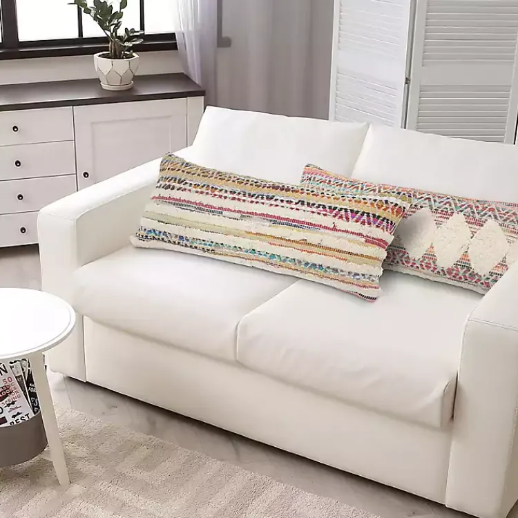 Pillows>Kirklands Home Colorful Stripes Textured Handwoven Lumbar Pillow Multi