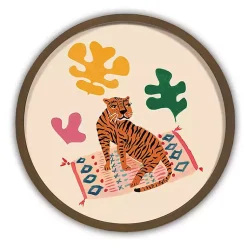 Kirklands Home Colorful Tiger Round Framed Wall Art Clearance