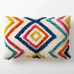 Kirklands Home Colorful Tufted Diamond Outdoor Lumbar Pillow Multi