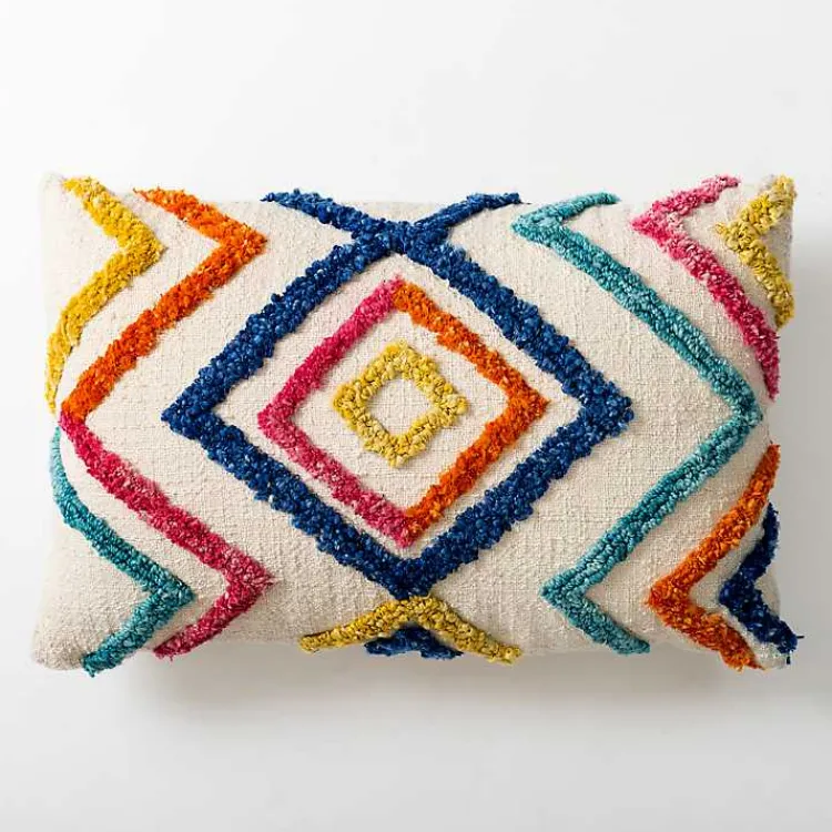 Kirklands Home Colorful Tufted Diamond Outdoor Lumbar Pillow Multi