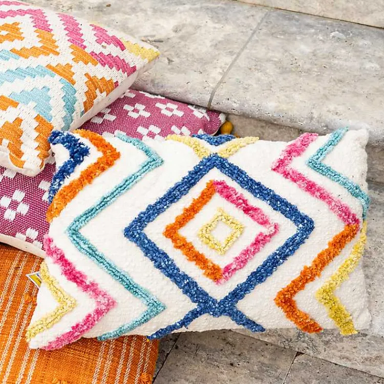 Kirklands Home Colorful Tufted Diamond Outdoor Lumbar Pillow Multi