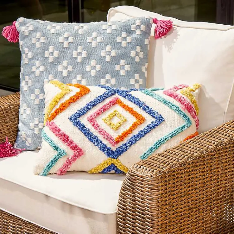 Kirklands Home Colorful Tufted Diamond Outdoor Lumbar Pillow Multi