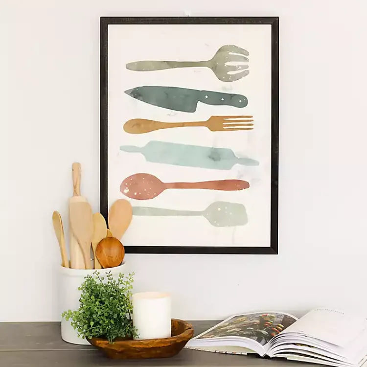 Kirklands Home Colorful Utensils Framed Art Print Outlet