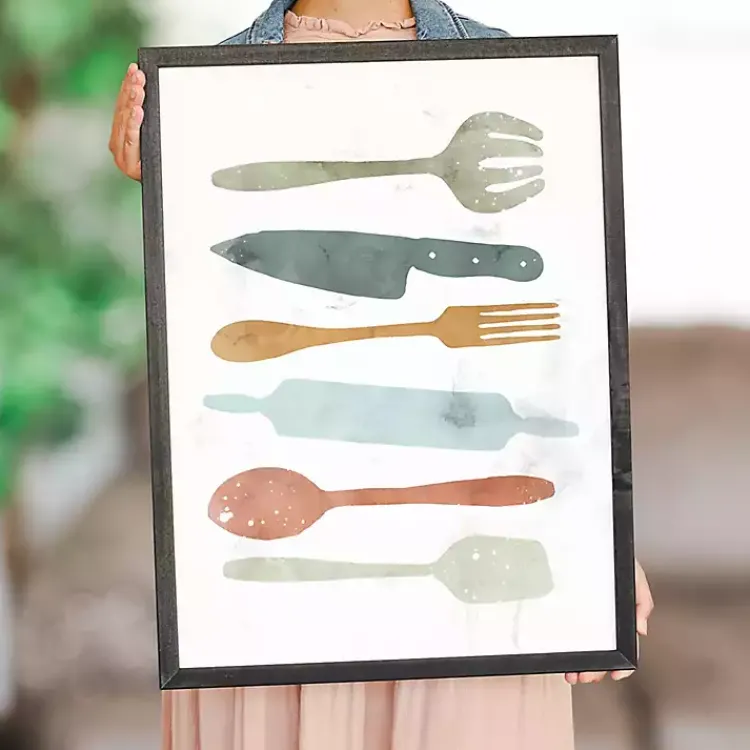 Kirklands Home Colorful Utensils Framed Art Print Outlet