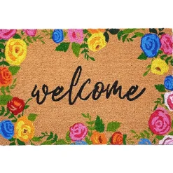 Kirklands Home Colorful Welcome Roses Doormat Multi Sale