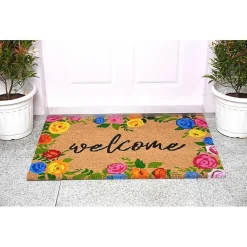 Kirklands Home Colorful Welcome Roses Doormat Multi Sale