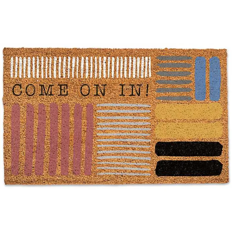 Kirklands Home Come On In Colorful Stripes Doormat Multi
