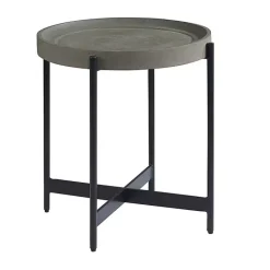 Kirklands Home Concrete Round Tray Top Side Table Gray Clearance