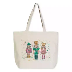 Christmas Decorations>Kirklands Home Confetti Nutcracker Trio Canvas Tote Bag