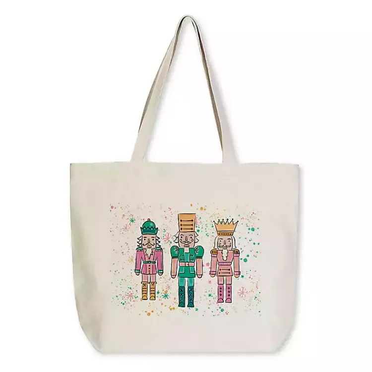 Christmas Decorations>Kirklands Home Confetti Nutcracker Trio Canvas Tote Bag