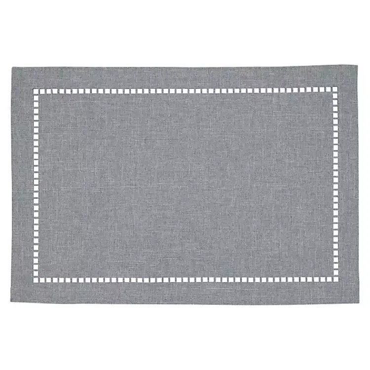 Kirklands Home Cool Laser-Cut Hemstitch Placemats, Set of 4 Gray New