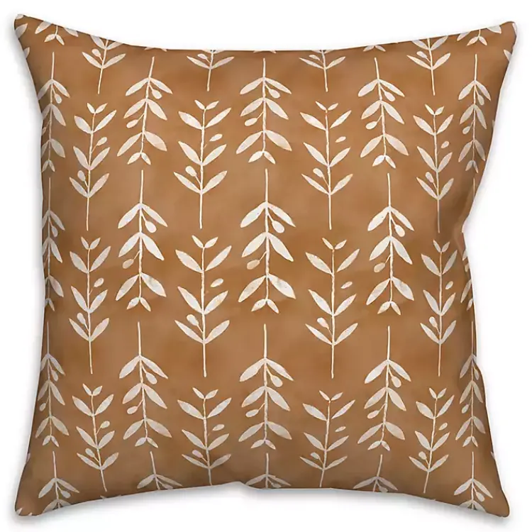 Kirklands Home Copper & White Flowers Indoor/Outdoor Pillow Orange Outlet
