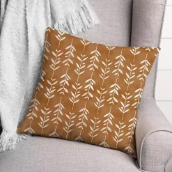 Kirklands Home Copper & White Flowers Indoor/Outdoor Pillow Orange Outlet