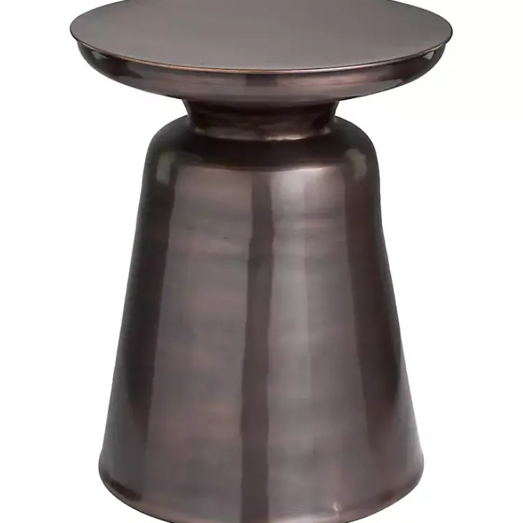 Kirklands Home Copper Metal Accent Table with Bell Shaped Base Brown Outlet