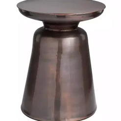 Kirklands Home Copper Metal Accent Table with Bell Shaped Base Brown Outlet