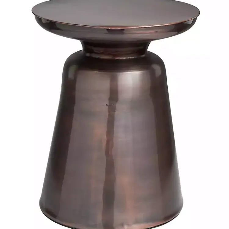 Kirklands Home Copper Metal Accent Table with Bell Shaped Base Brown Outlet