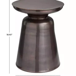 Kirklands Home Copper Metal Accent Table with Bell Shaped Base Brown Outlet