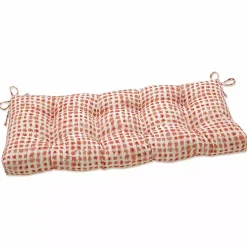 Kirklands Home Coral Checkered Outdoor Bench Cushion Outlet