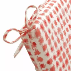 Kirklands Home Coral Checkered Outdoor Chair Cushion Best