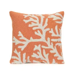 Kirklands Home Coral Ocean Flower Outdoor Accent Pillow Orange Hot
