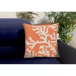 Kirklands Home Coral Ocean Flower Outdoor Accent Pillow Orange Hot