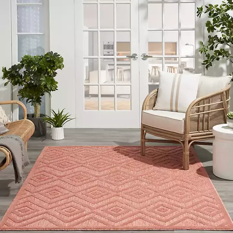 Kirklands Home Coral Diamond Indoor/Outdoor Area Rug, 4x6 Orange Clearance