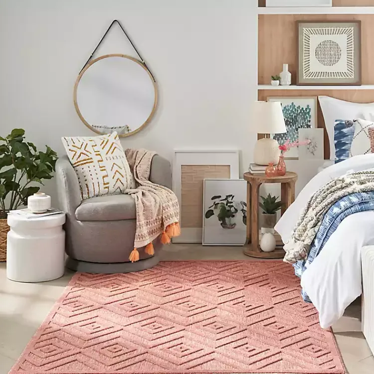 Kirklands Home Coral Diamond Indoor/Outdoor Area Rug, 5x7 Orange Clearance
