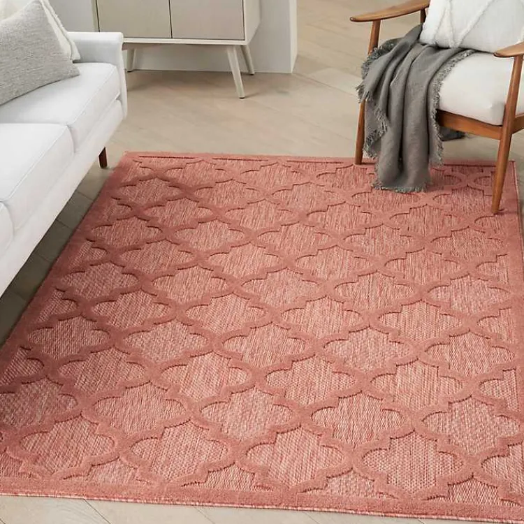 Kirklands Home Coral Trellis Indoor/Outdoor Area Rug, 6x9 Pink Best
