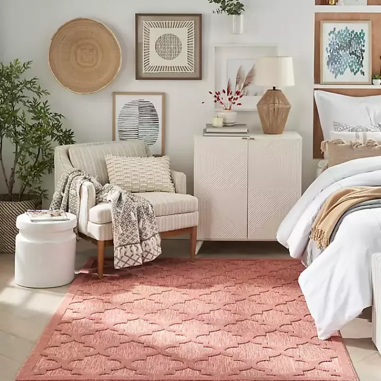 Kirklands Home Coral Trellis Indoor/Outdoor Area Rug, 6x9 Pink Best