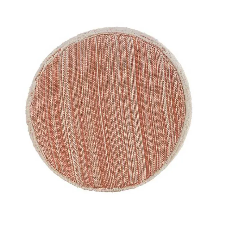 Poufs & Floor Cushions>Kirklands Home Coral Tropical Textured Distressed Pouf Pink