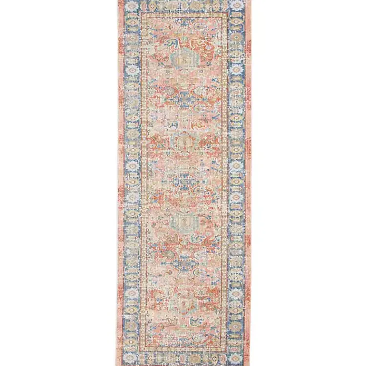 Kirklands Home Coral Vintage Border Runner, 2x8 Hot