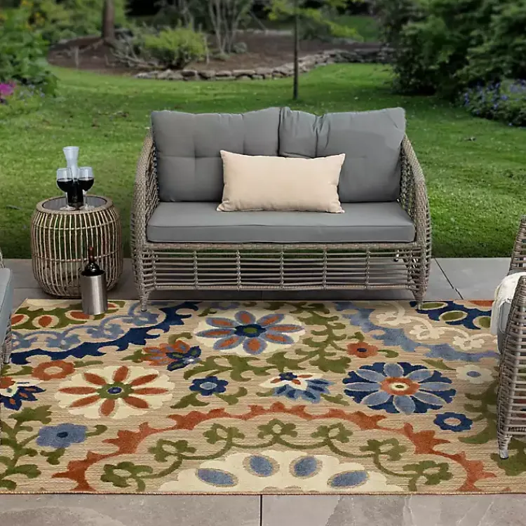 Kirklands Home Coraline Outdoor Area Rug, 9x12 Multi New