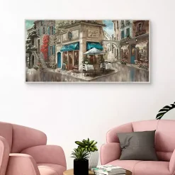Kirklands Home Corner Cafe Framed Canvas Art Print Gray