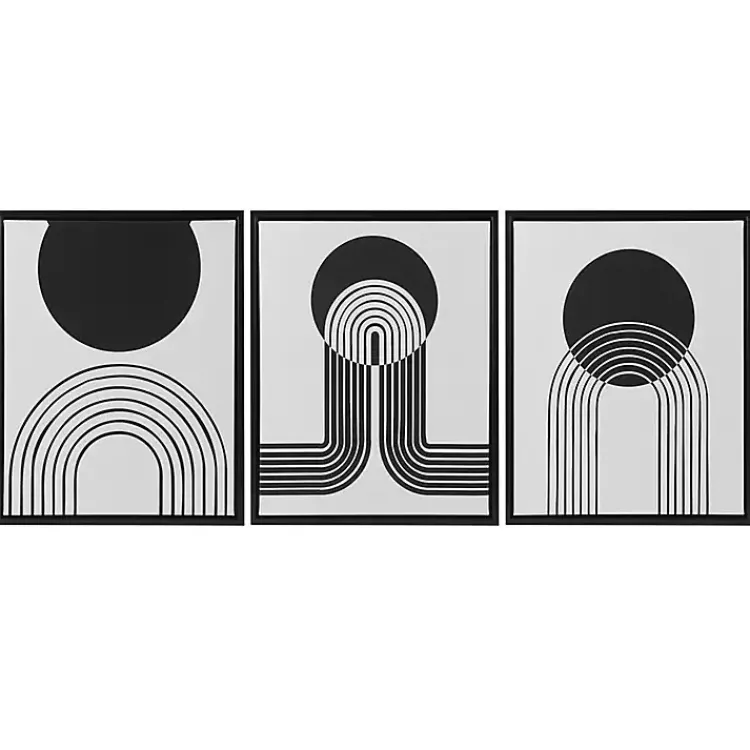 Kirklands Home Cosmic Curl Geometric 3-pc. Grayscale Wall Art Outlet