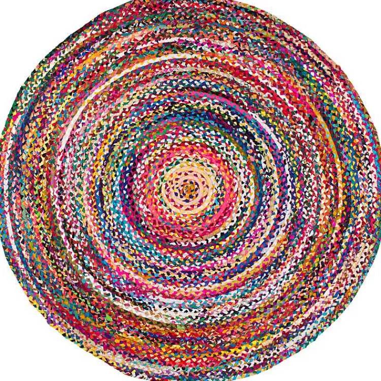 Kirklands Home Cotton Braided Tammara Round Area Rug, 6 ft. Multi Hot