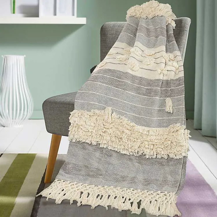Blankets & Throws>Kirklands Home Cotton Fringe Eclectic Tufted Throw