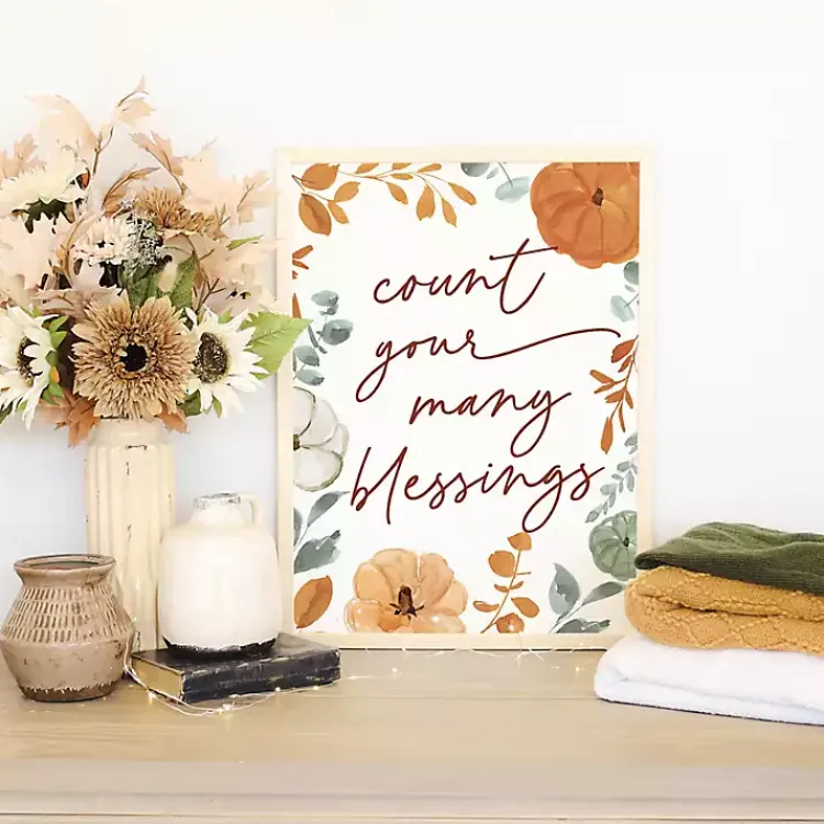 Fall>Kirklands Home Count Your Many Blessings Framed Wall Plaque