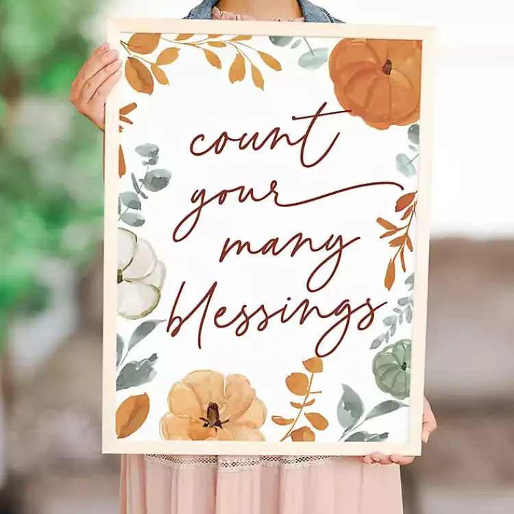 Fall>Kirklands Home Count Your Many Blessings Framed Wall Plaque