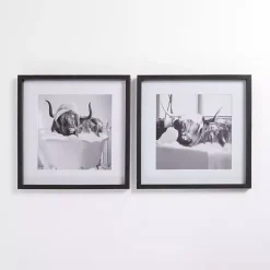 Kirklands Home Cow in Bubble Bath Framed Art Prints, Set of 2 Clearance