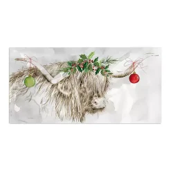 Christmas Art & Wall Decor>Kirklands Home Cow with Ornaments Canvas Art Print Gray