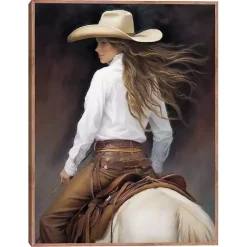 Kirklands Home Cowgirl Framed Canvas Art Print Brown Outlet