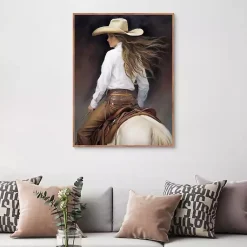 Kirklands Home Cowgirl Framed Canvas Art Print Brown Outlet