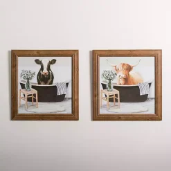 Kirklands Home Cows in the Bathtub Framed Art Prints, Set of 2 Multi Clearance
