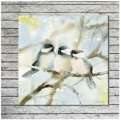 Kirklands Home Cozy Chickadees Outdoor Canvas Art Print New